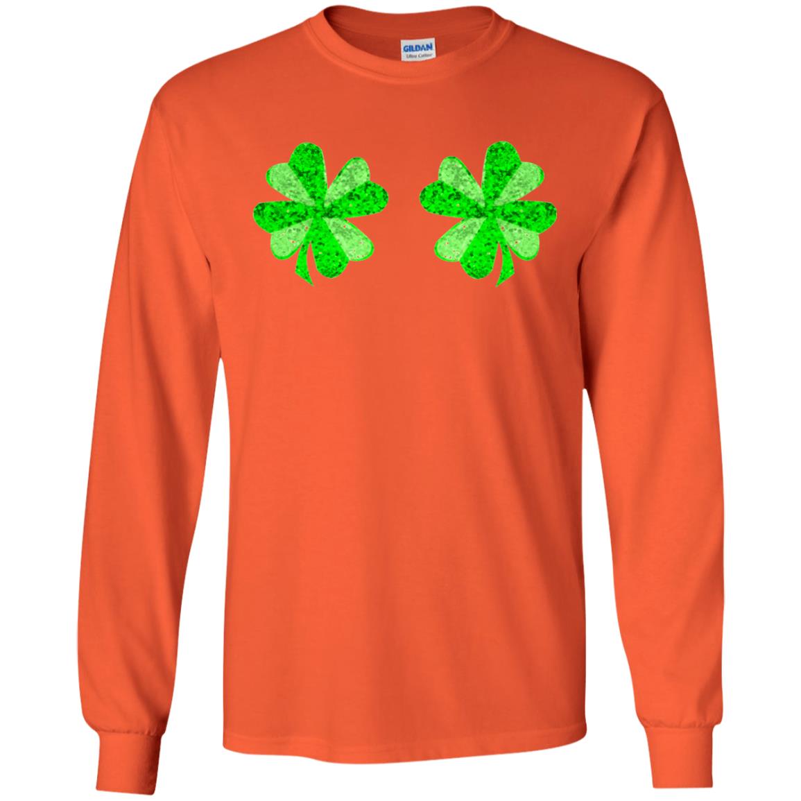 Funny Shamrock Boobs St Patricks Day T-shirt Orange