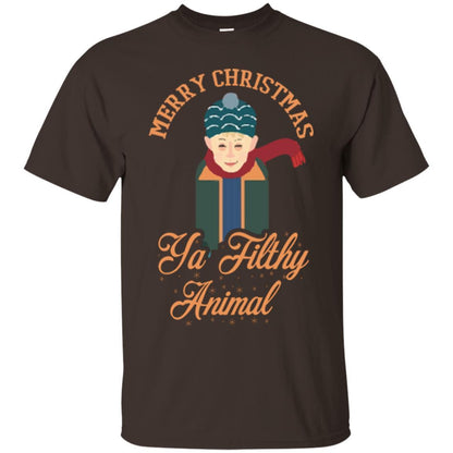 Christmas T-shirt Merry Christmas Ya Filthy Animal Dark Chocolate