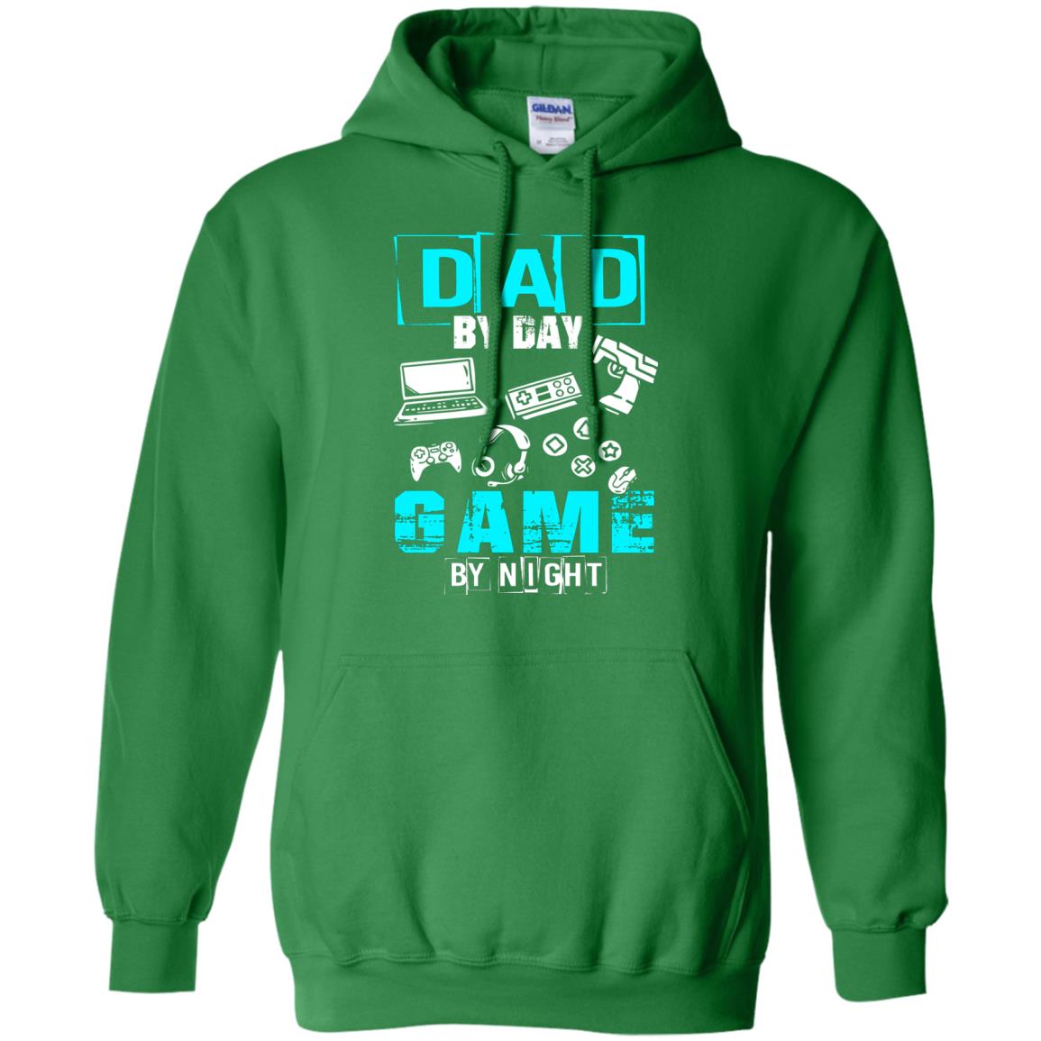 Dad By Day Gamer By Night Gamer T-shirt Irish Green