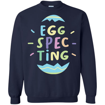Eggspecting Funny Pregnancy Pregnant Easter Shirt Navy