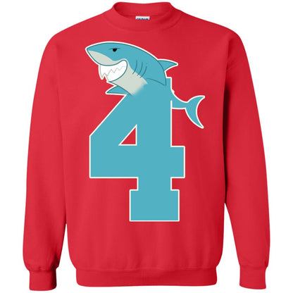 4th Birthday Shark Party Shirt Red