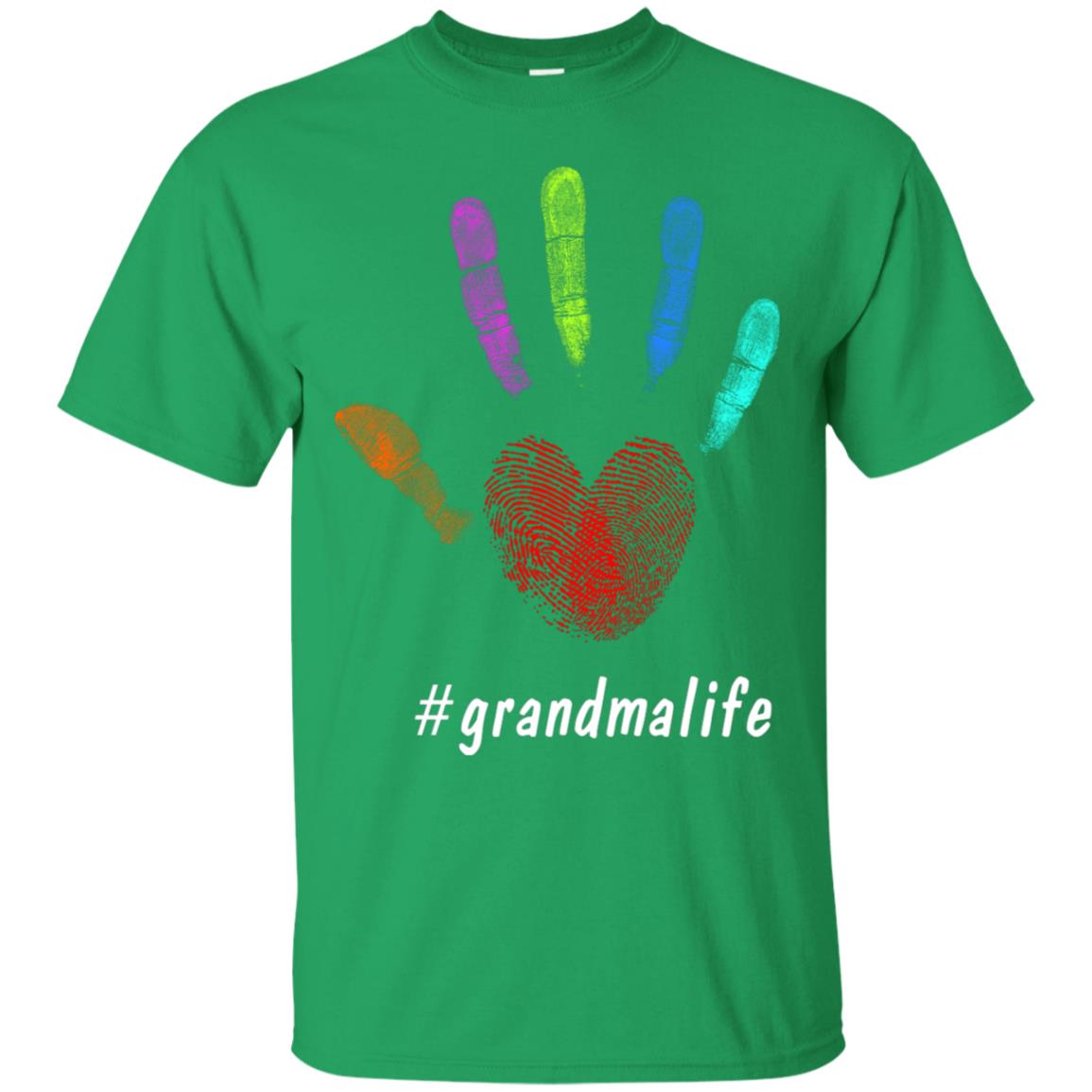 Grandma Life Fingerprint Heart Hand Grandmom Grandmother Shirt Irish Green