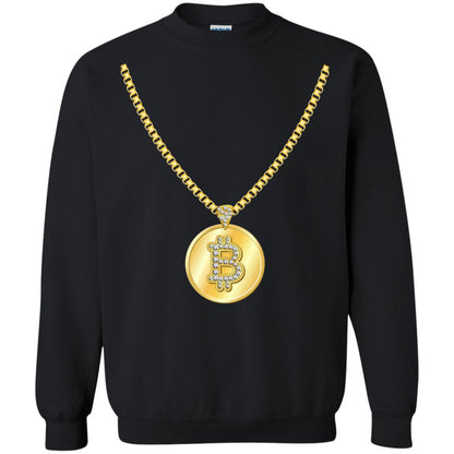 Funny Bitcoin T-shirt Gold Chain Cryptocurrency Necklace Black