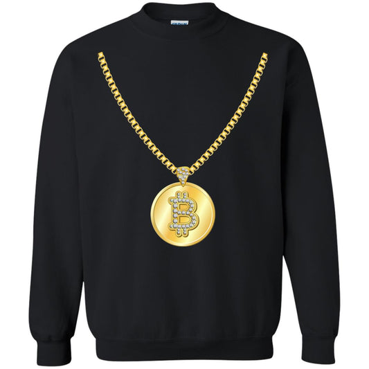 Funny Bitcoin T-shirt Gold Chain Cryptocurrency Necklace Black