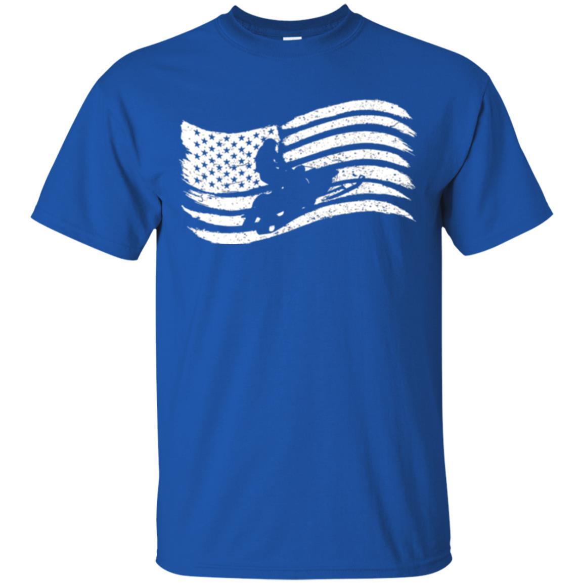 Snowmobile Rider T-shirt American Flag Royal