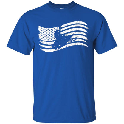 Snowmobile Rider T-shirt American Flag Royal
