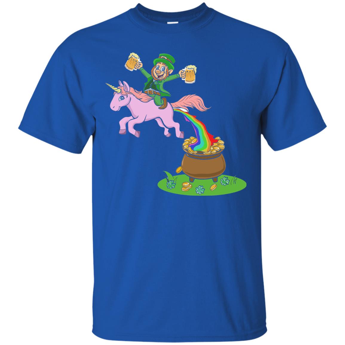 Leprechaun Riding A Unicorn Funny St Patricks Day T-shirt Royal