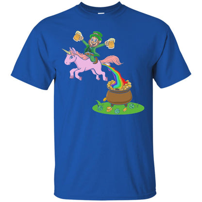 Leprechaun Riding A Unicorn Funny St Patricks Day T-shirt Royal