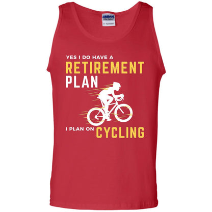 Funny Bicycle Cycling T-shirt Retirement Plan I Plan On Cycling Red