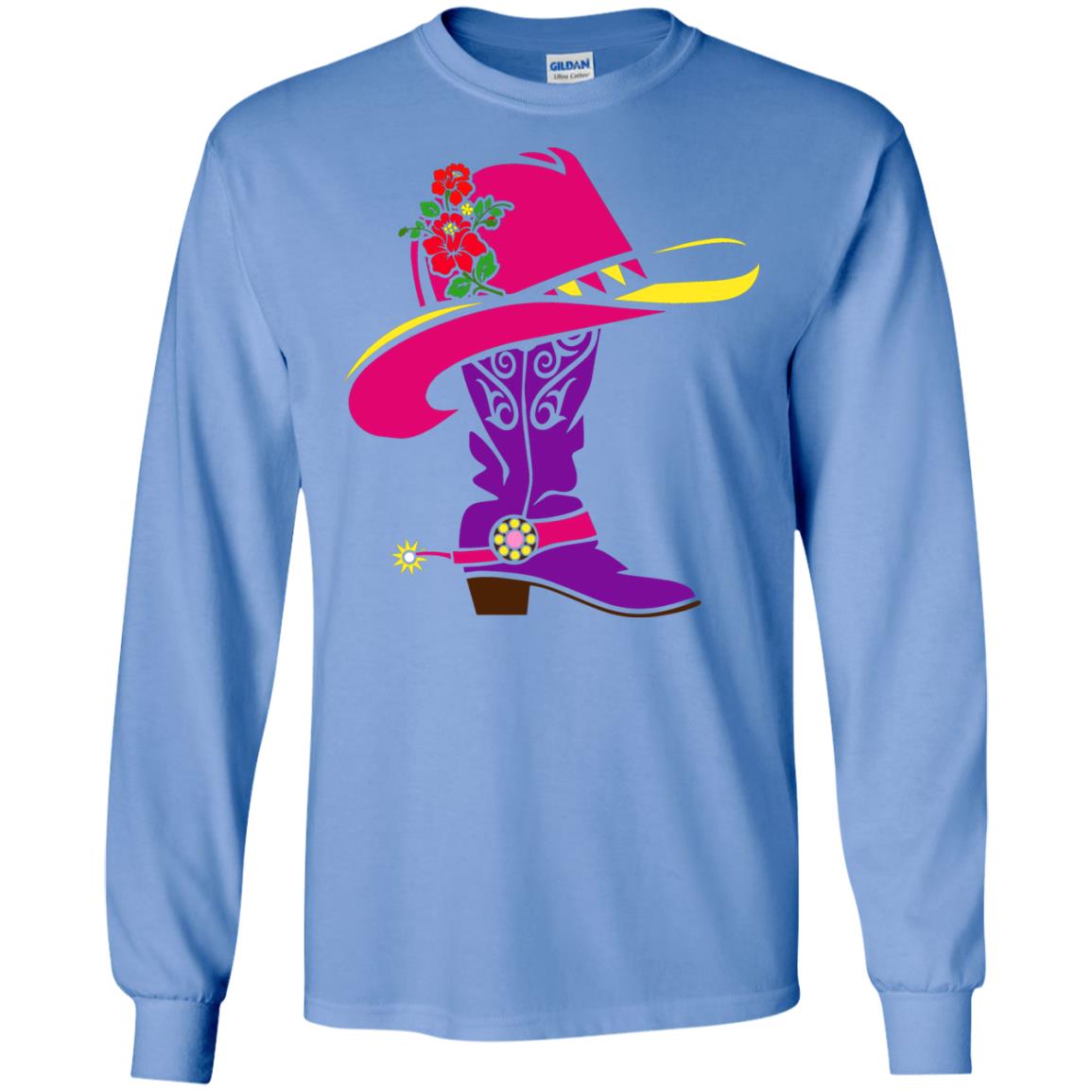 Cowgirl Boots With Hat T-shirt Carolina Blue