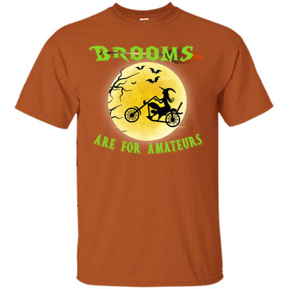 Brooms Are For Amateurs Witches Ride A Motorcycle Funny Halloween Shirt Texas Orange