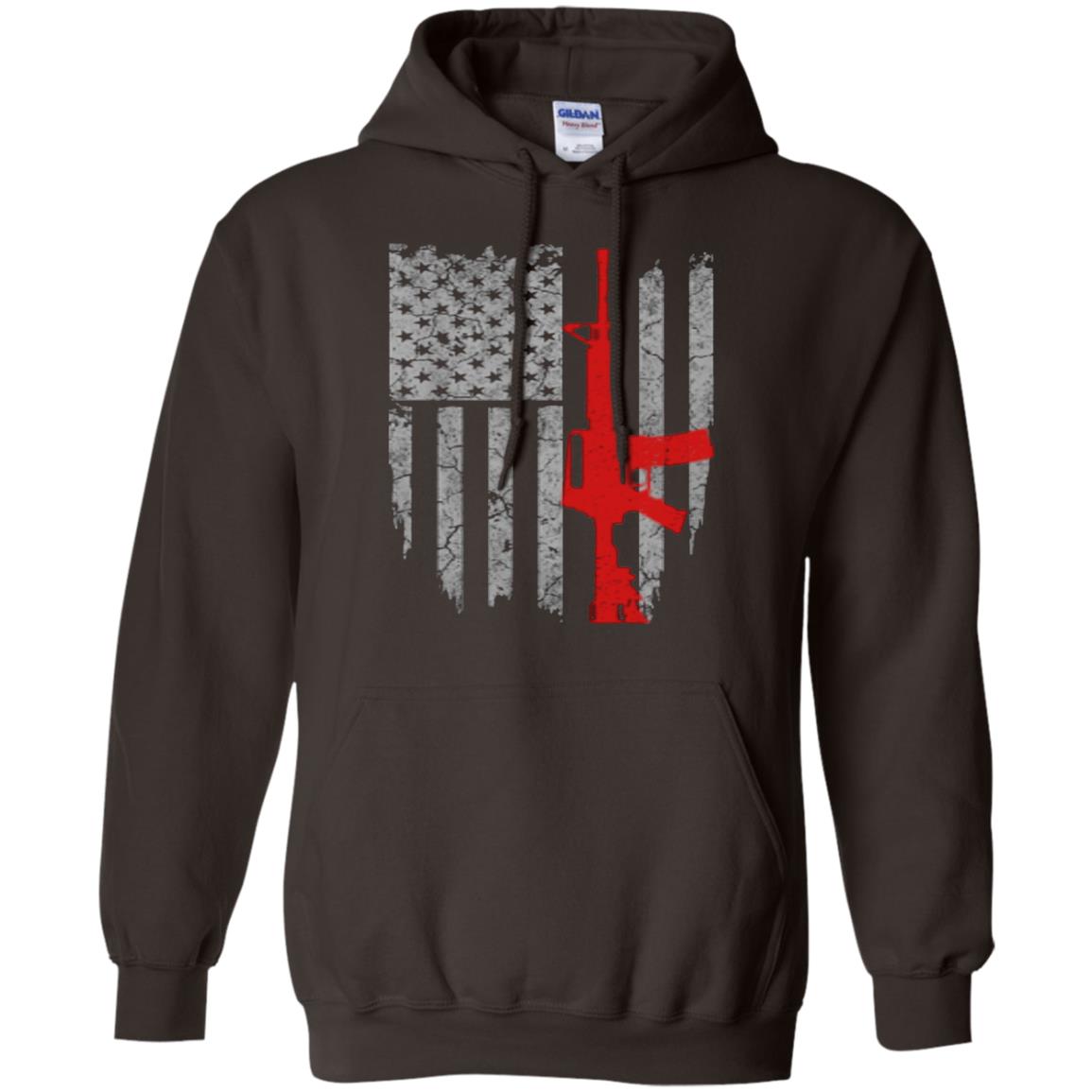 Hunting Lover T-shirt Gun Usa Flag Dark Chocolate