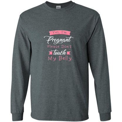 Pregnancy T-shirt Yes I_m Pregnant Please Don_t Touch My Belly Dark Heather
