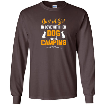 Just A Girl In Love With Her Dog And Camping Dog Lover T-shirt Dark Chocolate