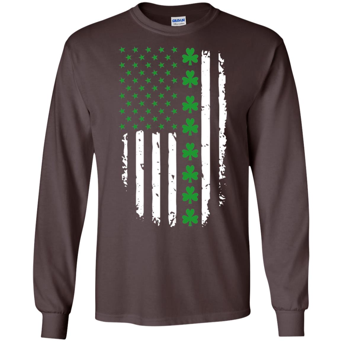St. Patrick's Day T-shirt Irish American Flag T-shirt Dark Chocolate