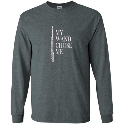 Flute Lover T-shirt My Wand Chose Me Dark Heather