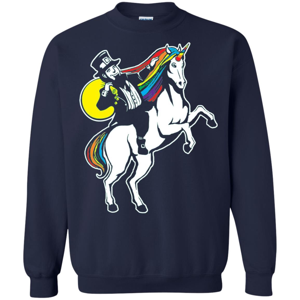 Lepricorn Leprechaun Riding Unicorn St Patrick_s Day T-shirt Navy