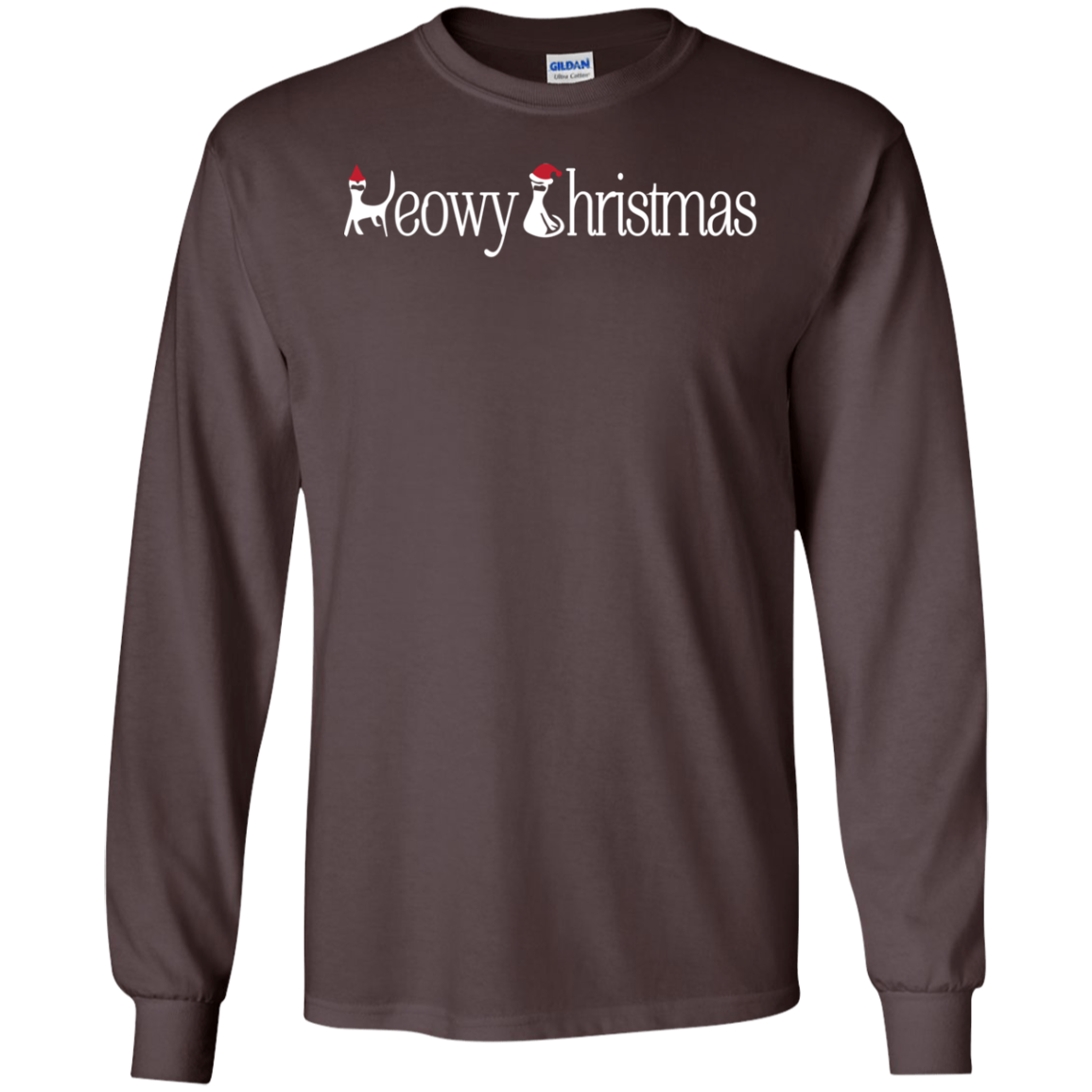 Christmas T-shirt Meowy Christmas Dark Chocolate