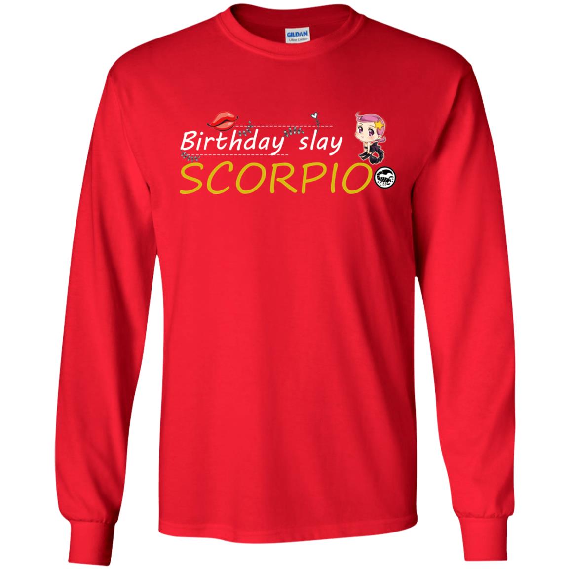 Cute Scorpio Girl Birthday Lip Slay T-shirt Red