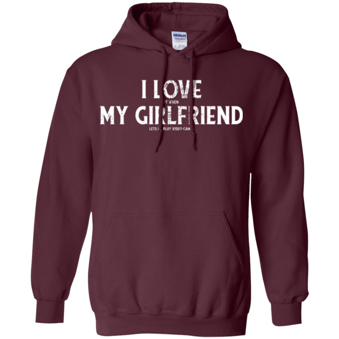 Funny Gamer T-shirt I Love My Girlfriend Lets Me Play Video Games Maroon
