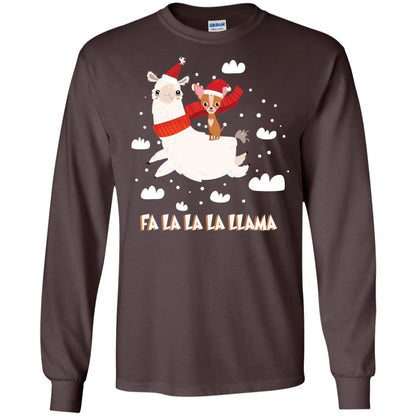 Fa La La La Llama With Chihuahua X-mas Gift Shirt Dark Chocolate