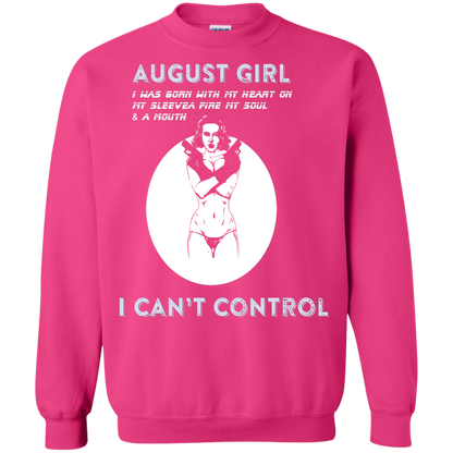 August Girl I Was Born With My Heart T-shirt Heliconia