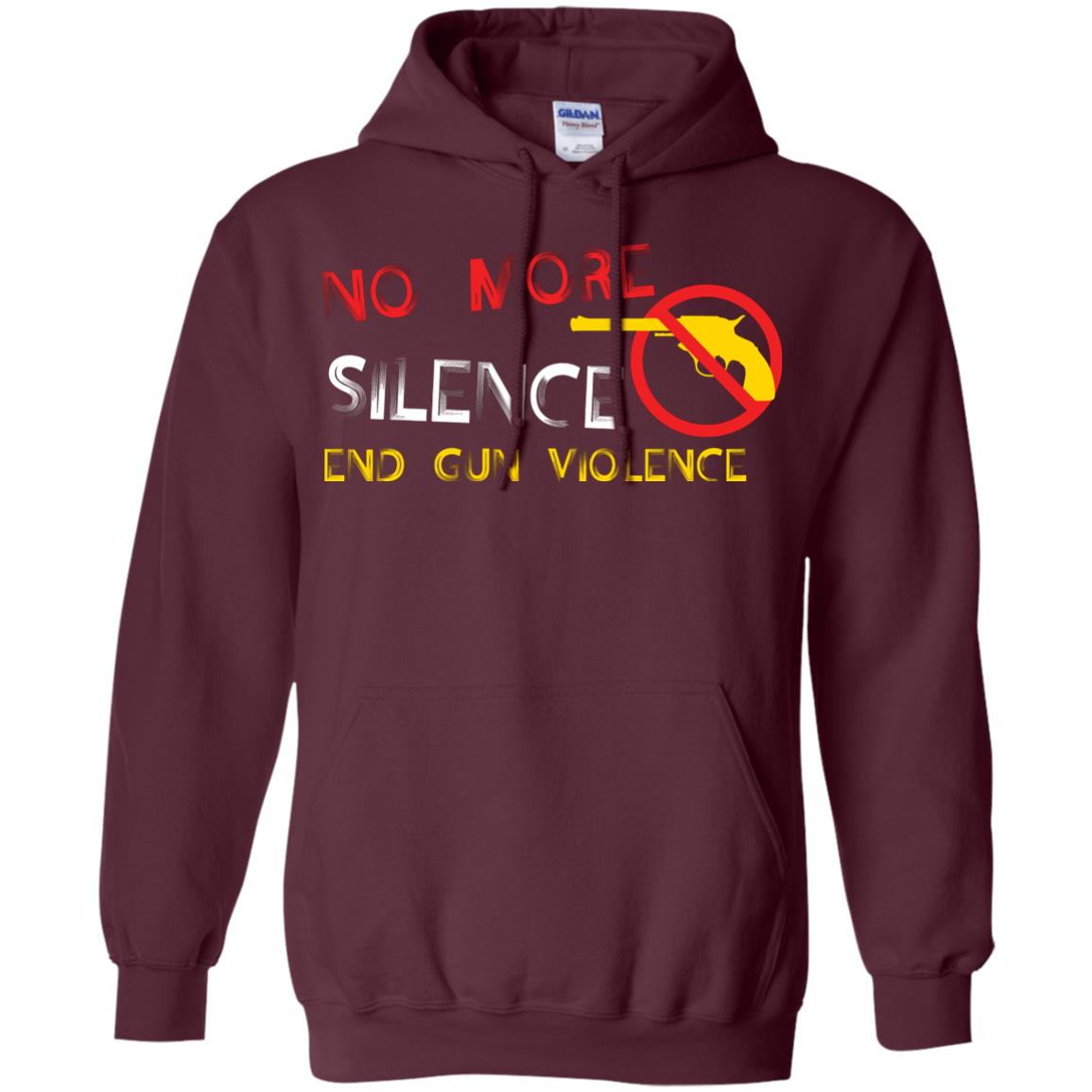 Anti Gun T-shirt No More Silence End Gun Violence Maroon
