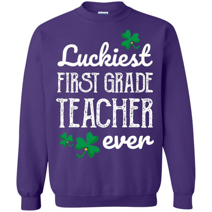Luckiest First Grade Teacher Ever St. Patricks Day T-shirt Purple
