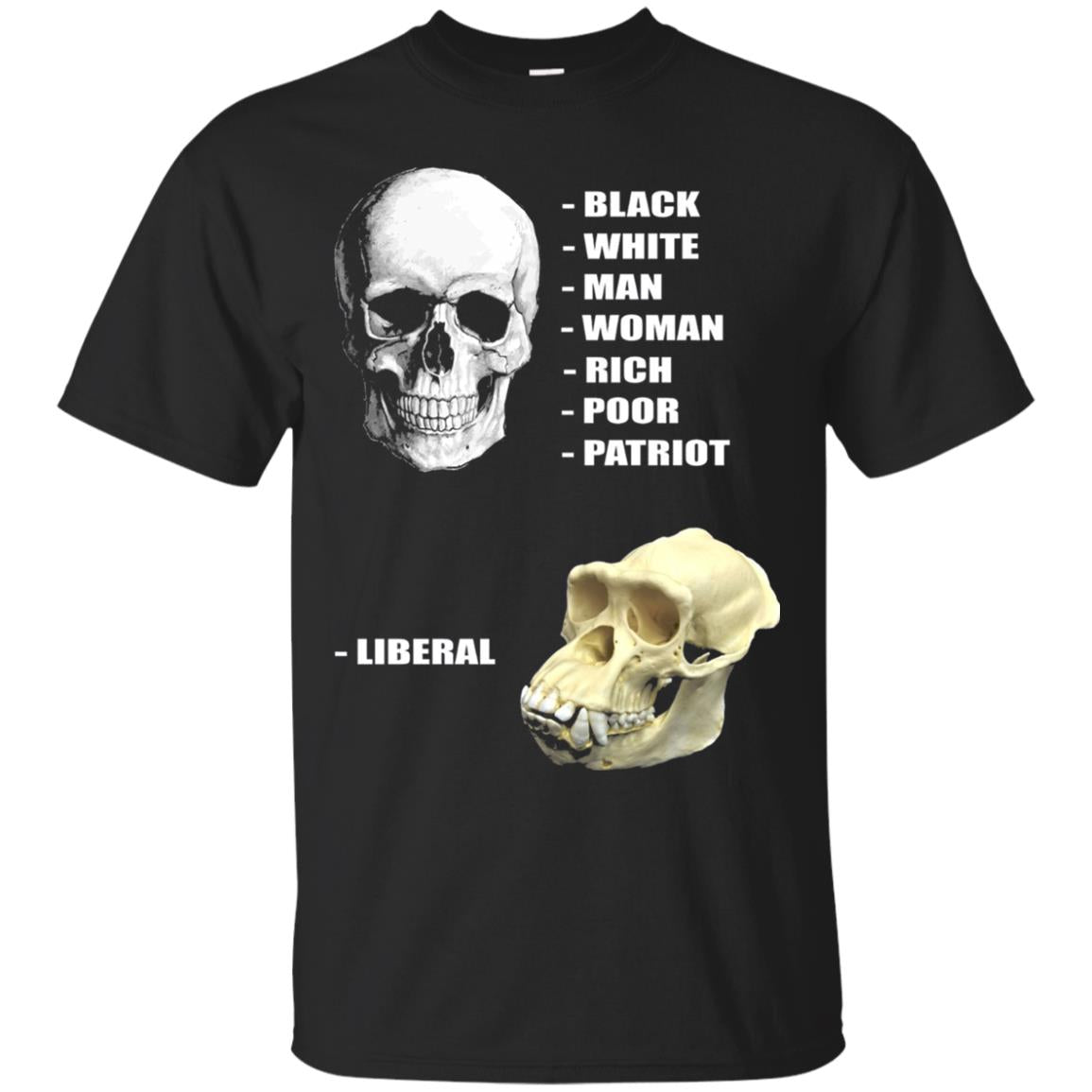 Funny Cool Skulls T-shirt Modern America Patriot Liberal Black