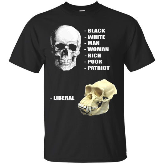 Funny Cool Skulls T-shirt Modern America Patriot Liberal Black