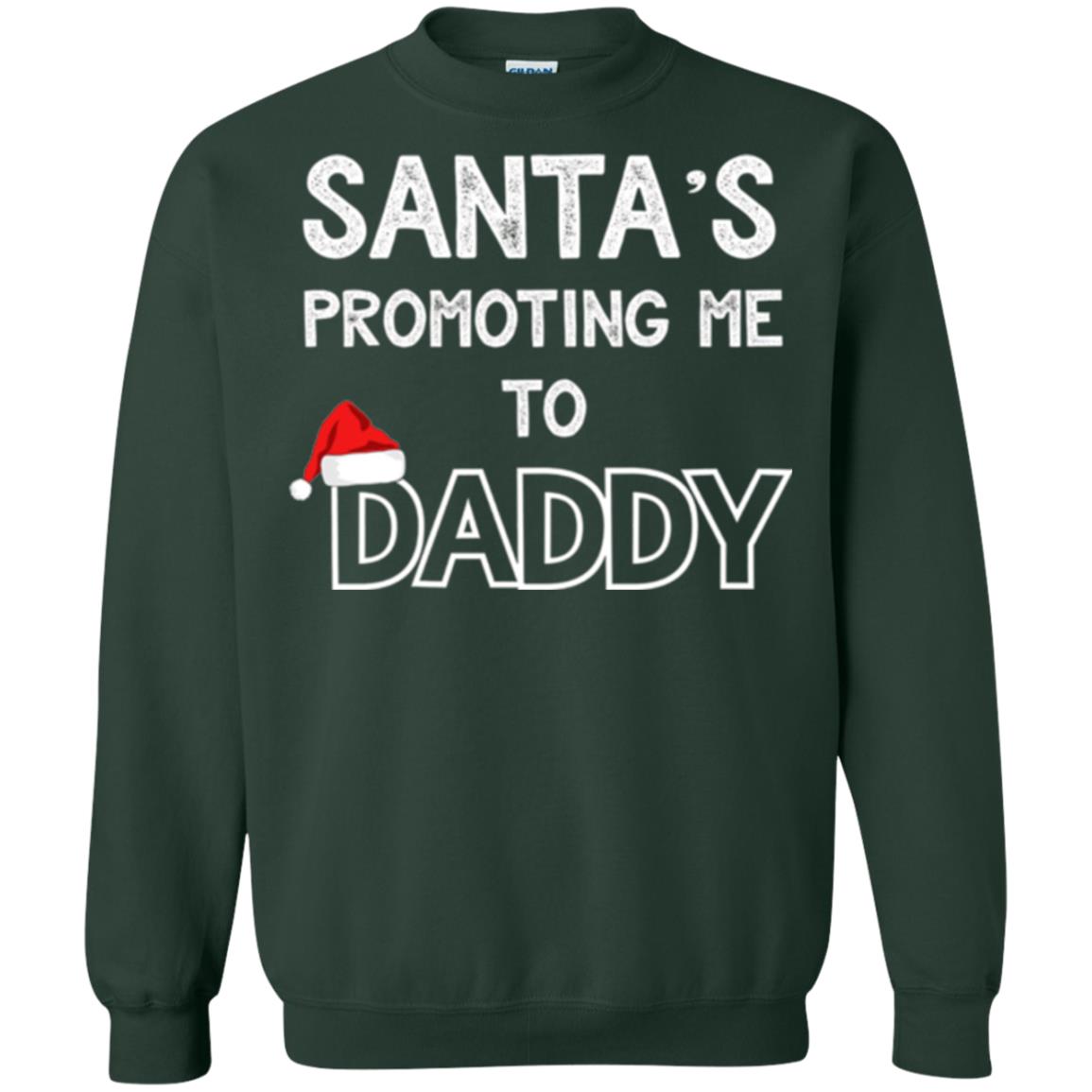 Pregnancy Announcement T-shirt Santa Promoting Me To Daddy Forest Green