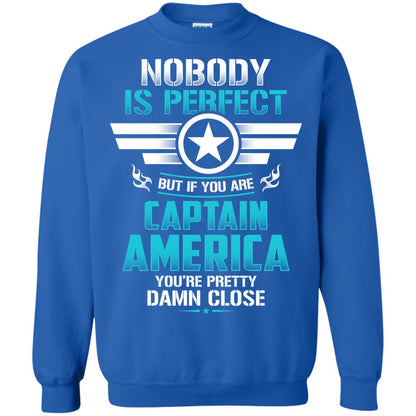 Nobody Is Perfect But If You Are Captain America You_re Pretty Damn Close Movie Fan T-shirt Royal