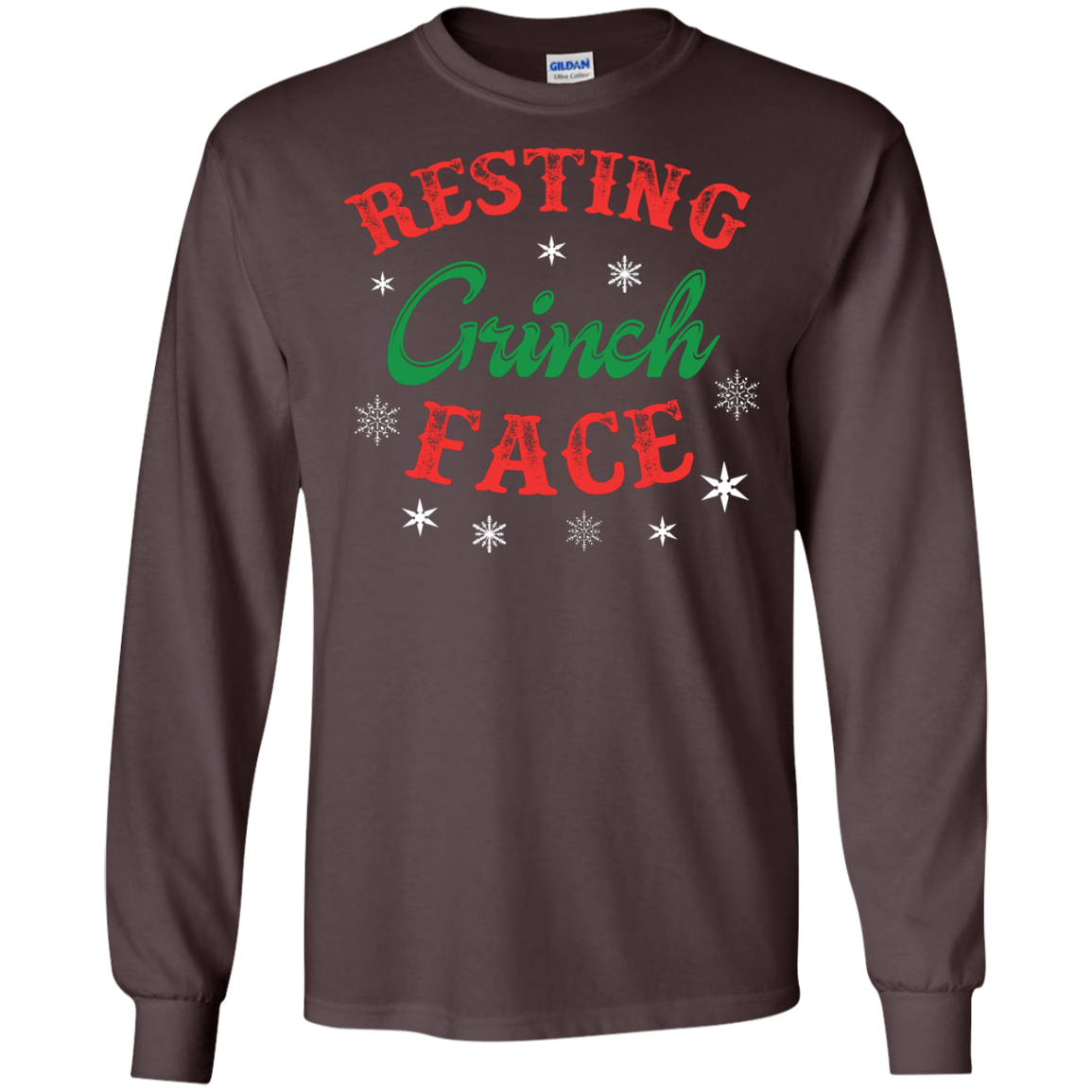 Christmas T-Shirt Resting Grinch Face Dark Chocolate