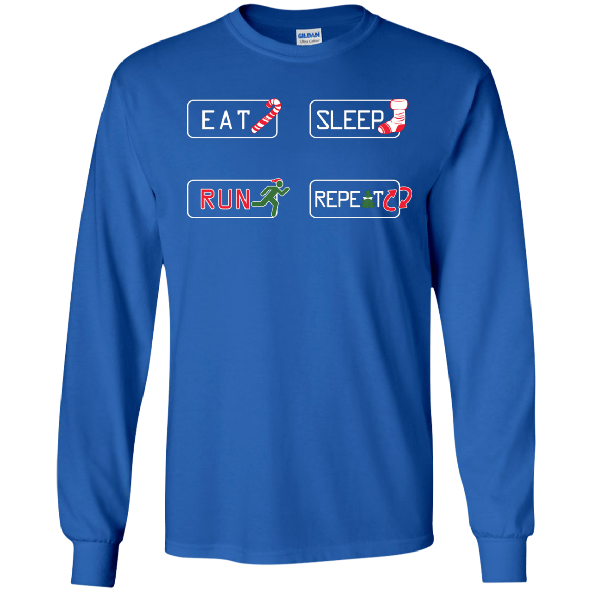 Christmas T-Shirt Eat Sleep Run Repeat Royal