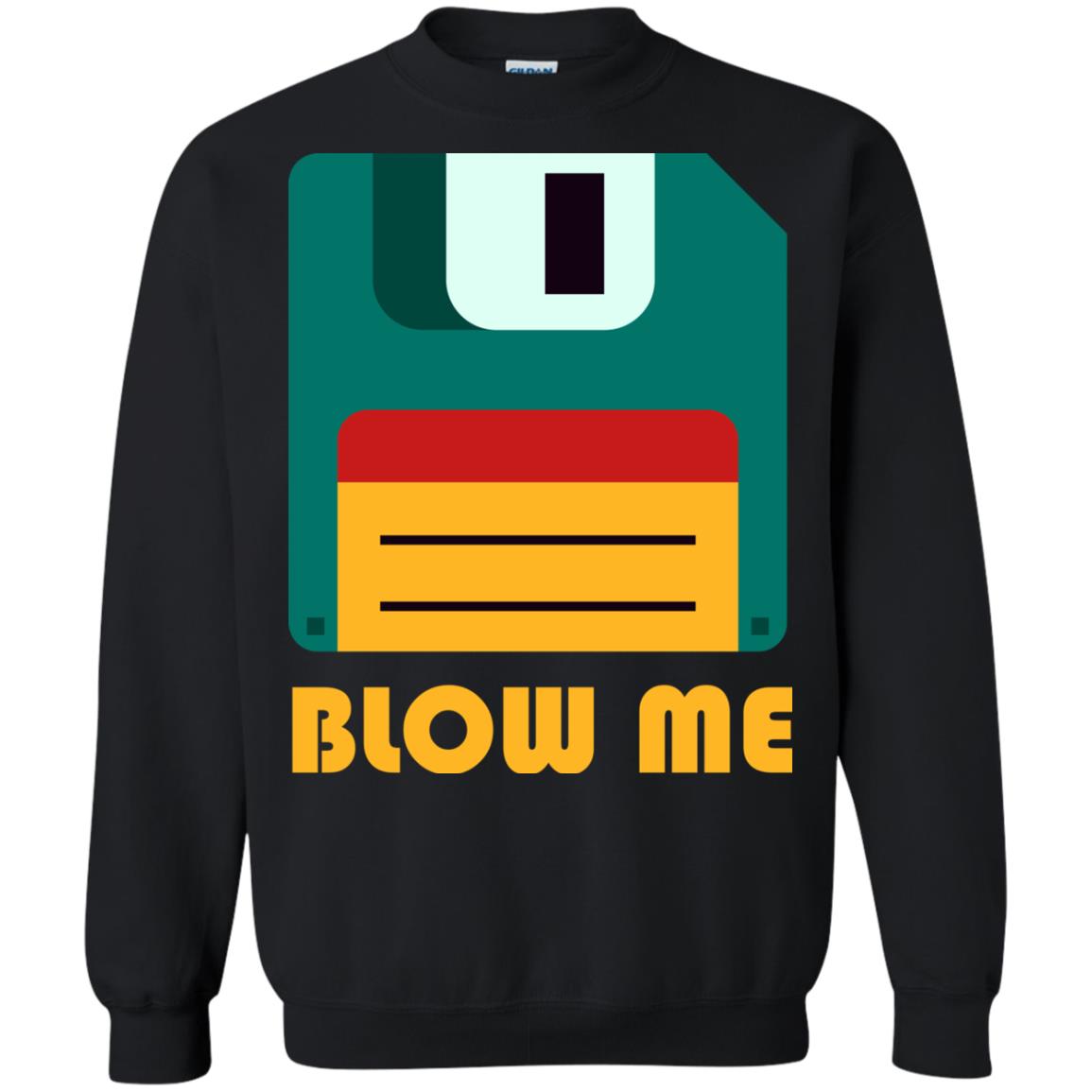 Blow Me Funny Floppy Disk Saying T-shirt Black