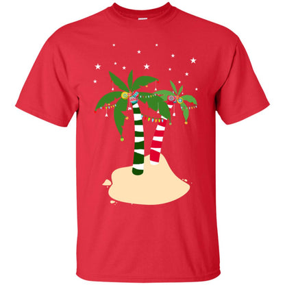 Decorated Tropical Coconut Tree Merry X-mas 2018 Gift Shirt Red