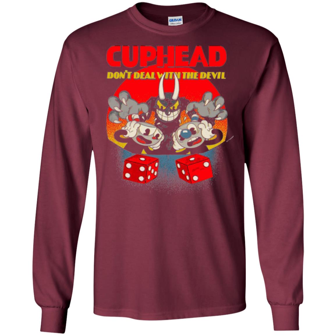 Gamer T-shirt Cuphead Don_t Deal With The Devil Maroon