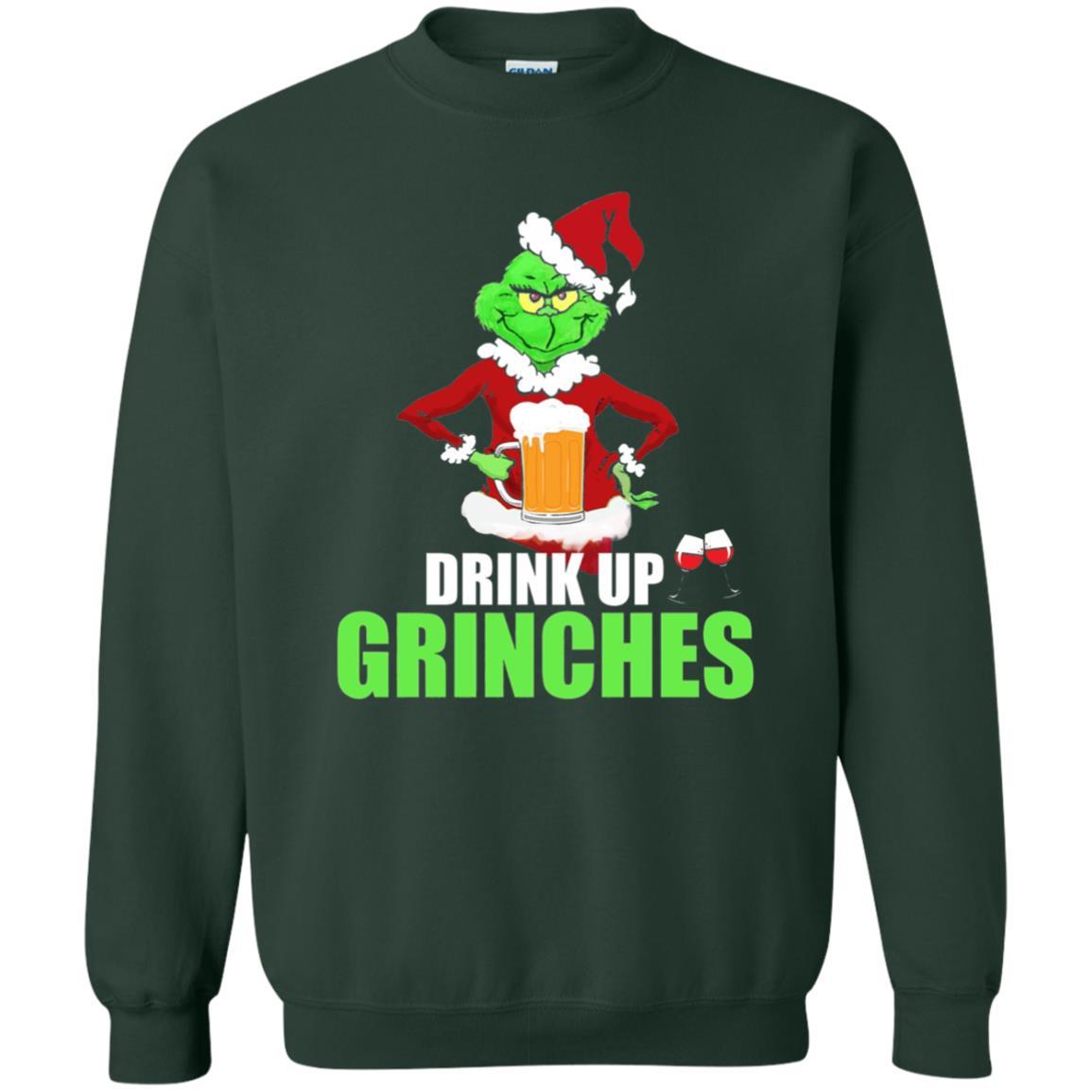 Christmas T-shirt Drink Up Grinches Forest Green