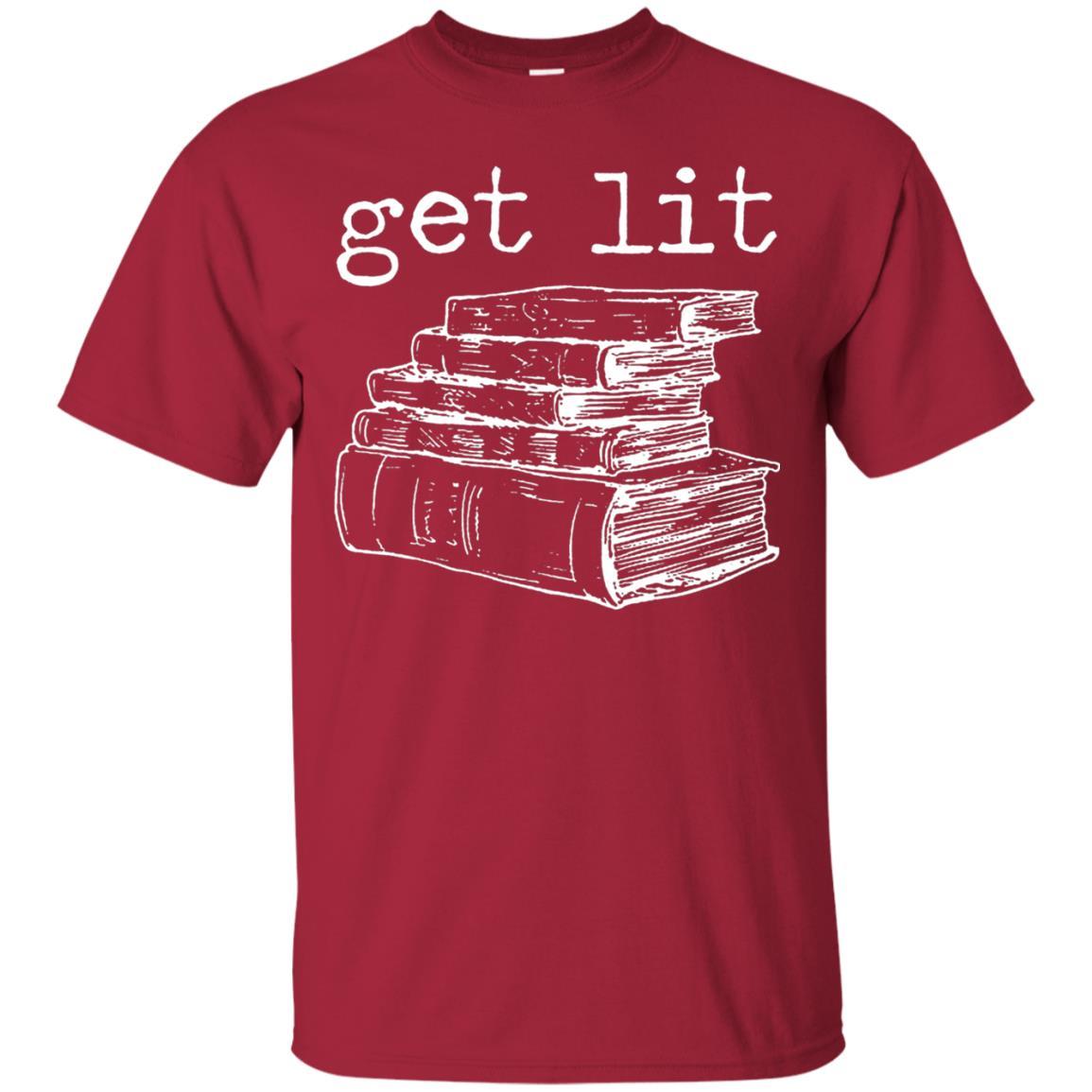 Merry Christmas T-shirt Get Lit Design With Books Cardinal