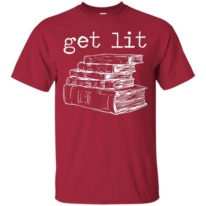 Merry Christmas T-shirt Get Lit Design With Books Cardinal