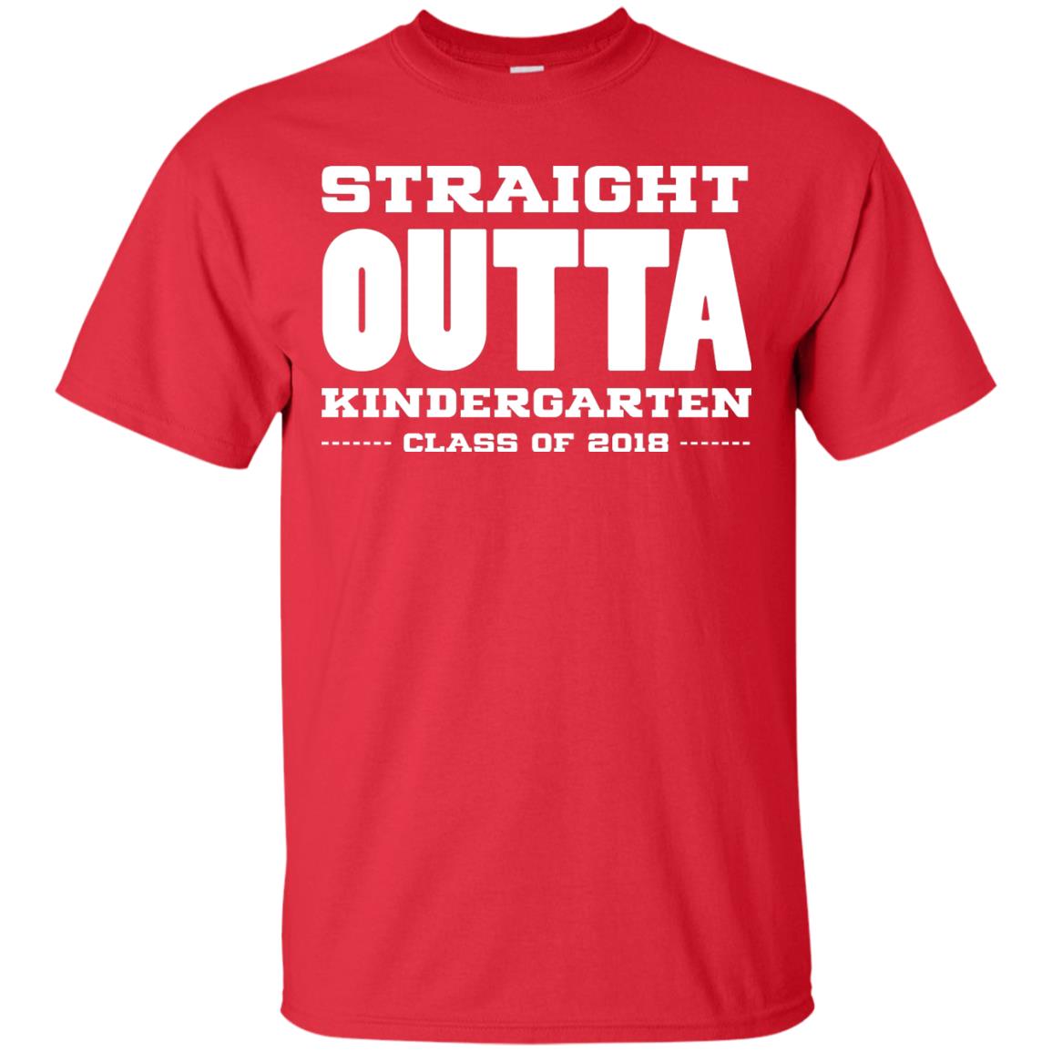 Straight Outta Kindergraten Class Of 2018 Graduation Shirt Red