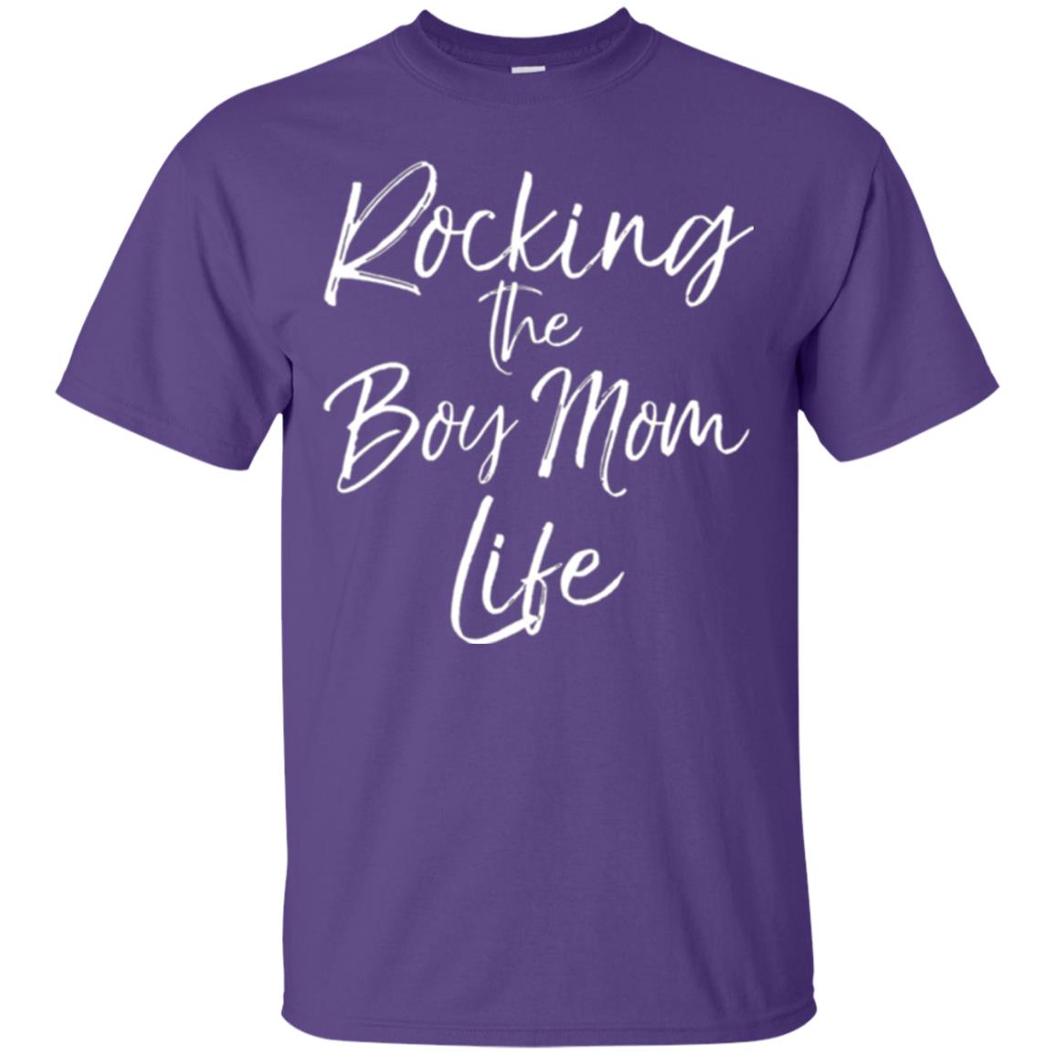Mom T-shirt Rocking The Boy Mom Life Purple