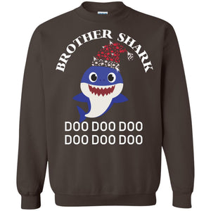 Brother Shark With Santa Claus Hat Merry X-mas Family Shark Gift ShirtG180 Gildan Crewneck Pullover Sweatshirt 8 oz.