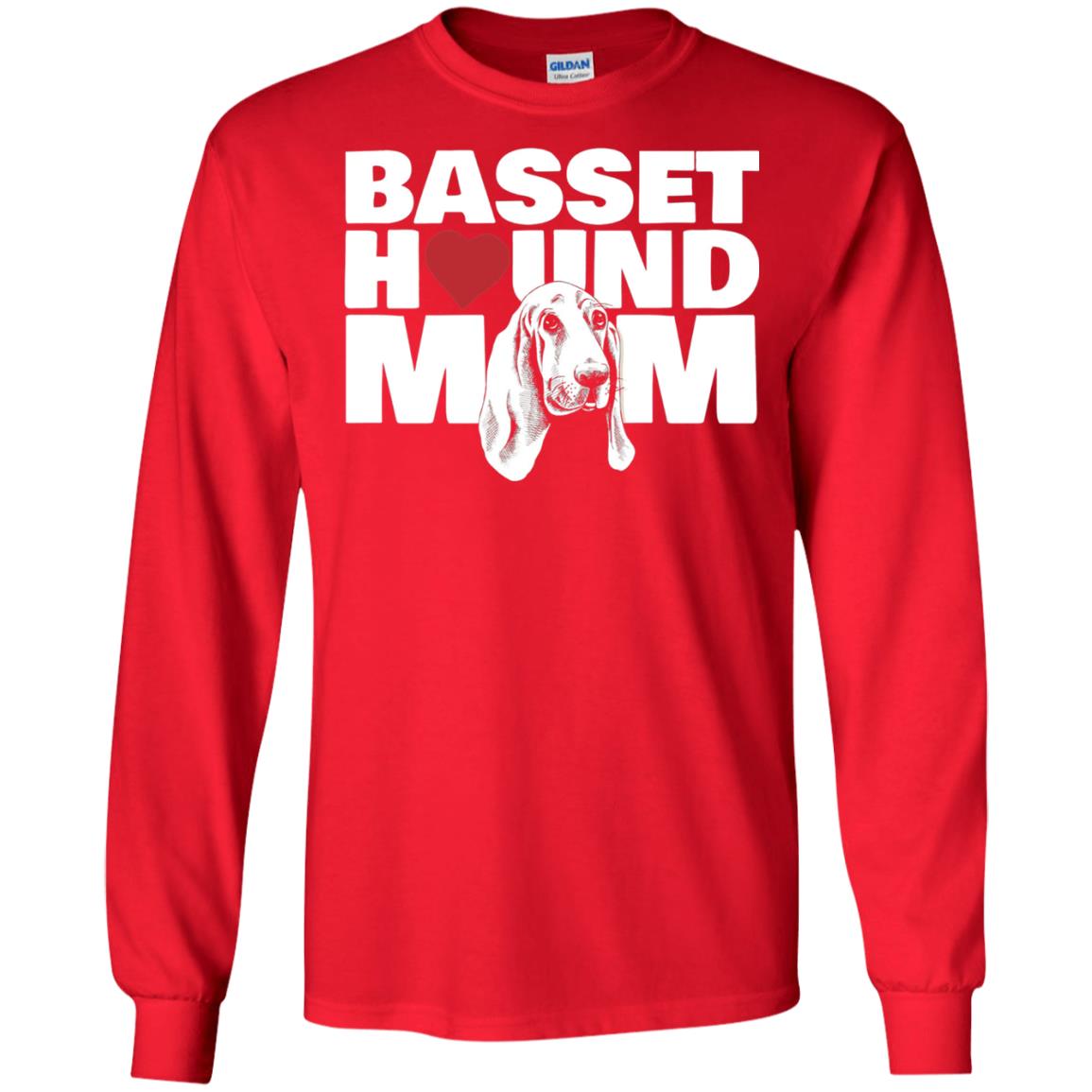 Basset Hound Mom Heart T-shirt Red