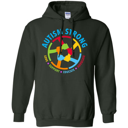Autism Strong Love Support Educate Advocate Autism Awareness T-shirt Forest Green