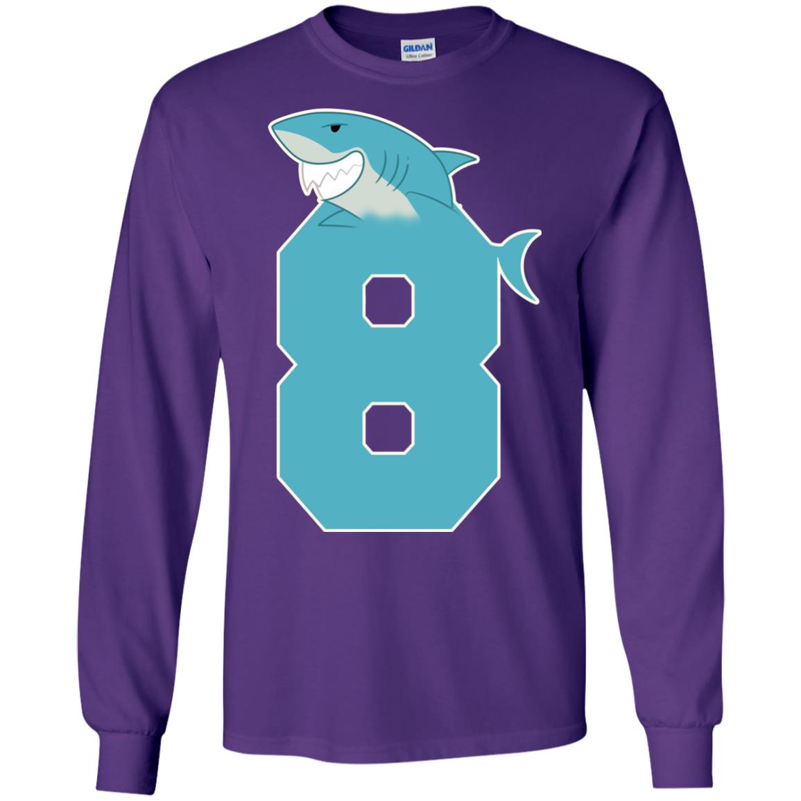 8th Birthday Shark Party Shirt Purple