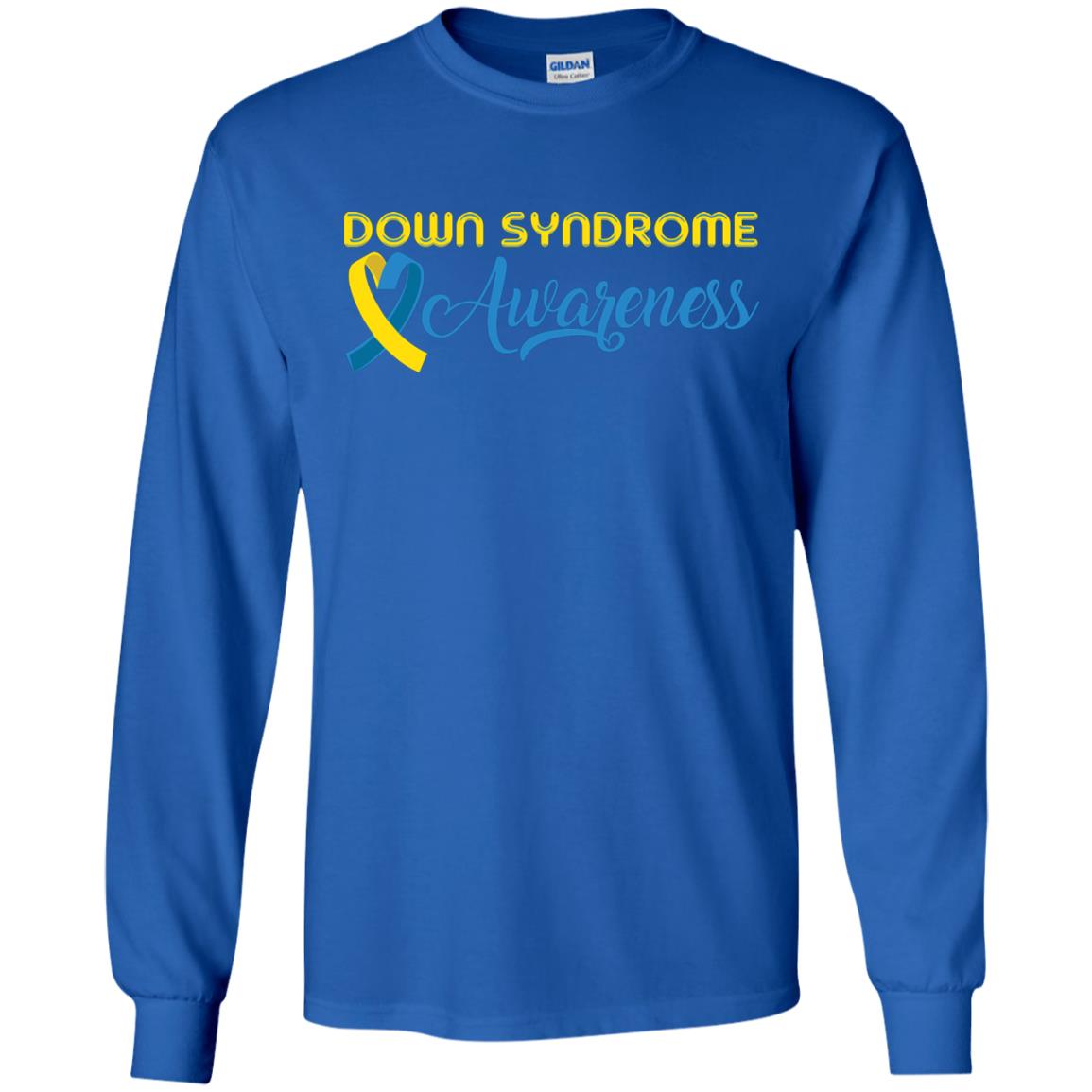 Yellow And Blue Ribbons Down Syndrome Awareness T-shirt Royal