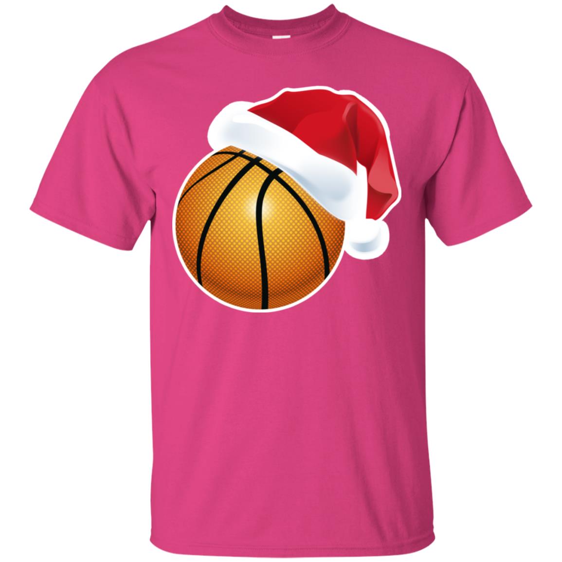 Basketball With Santa Claus Hat X-mas Shirt For Basketball Lovers Heliconia