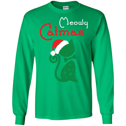 Cat Christmas T-Shirt Meowy Catmas Irish Green