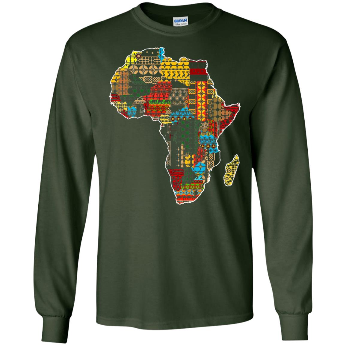 African Pride Traditional Ethnic Pattern Africa Map Shirt Forest Green